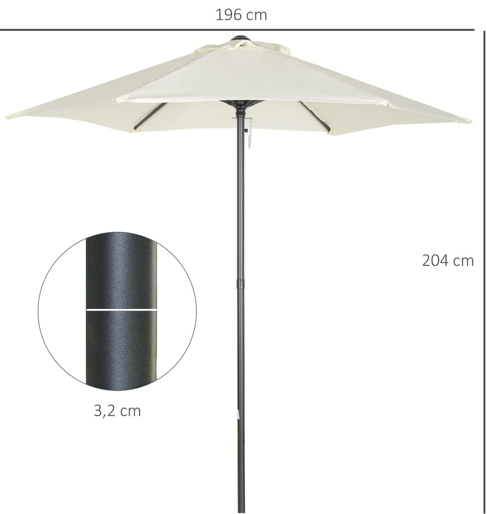 Guarda-sol de Jardim com Mastro Desmontável – Chana – Bege – Ø196x200