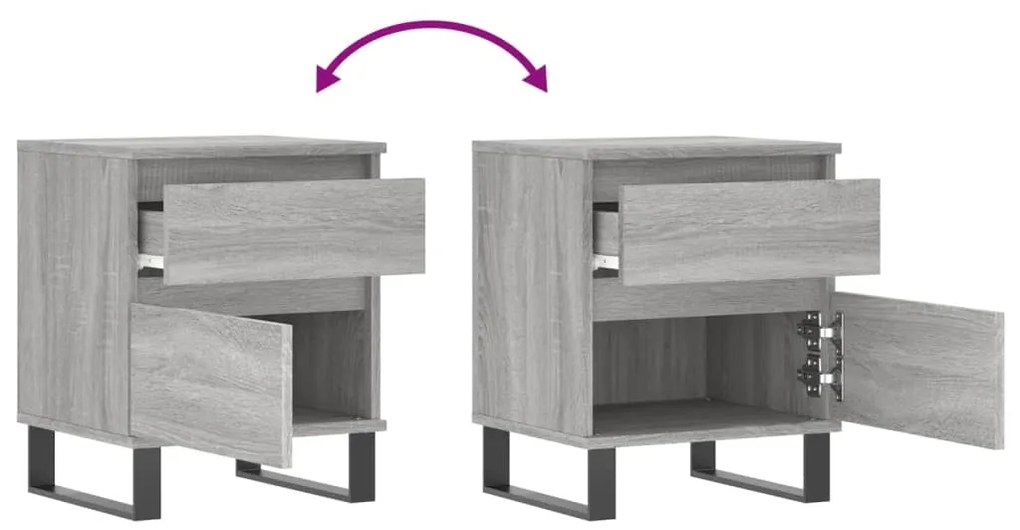 Mesa de cabeceira 40x35x50 cm derivados de madeira cinza sonoma