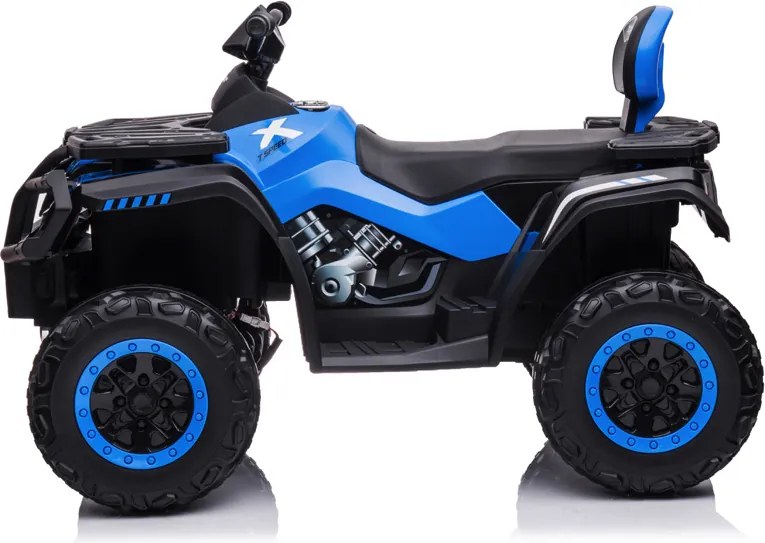 Moto 4 elétrica para crianças até 6 anos bateria de lítio de 24 volts, 4x4, pneus de borracha, banco em pele Azul