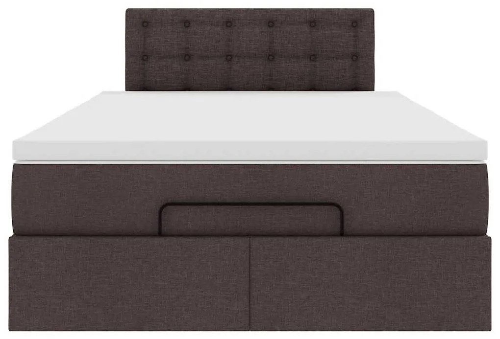 Estrutura de cama otomana com colchão 120x190cm castanho escuro