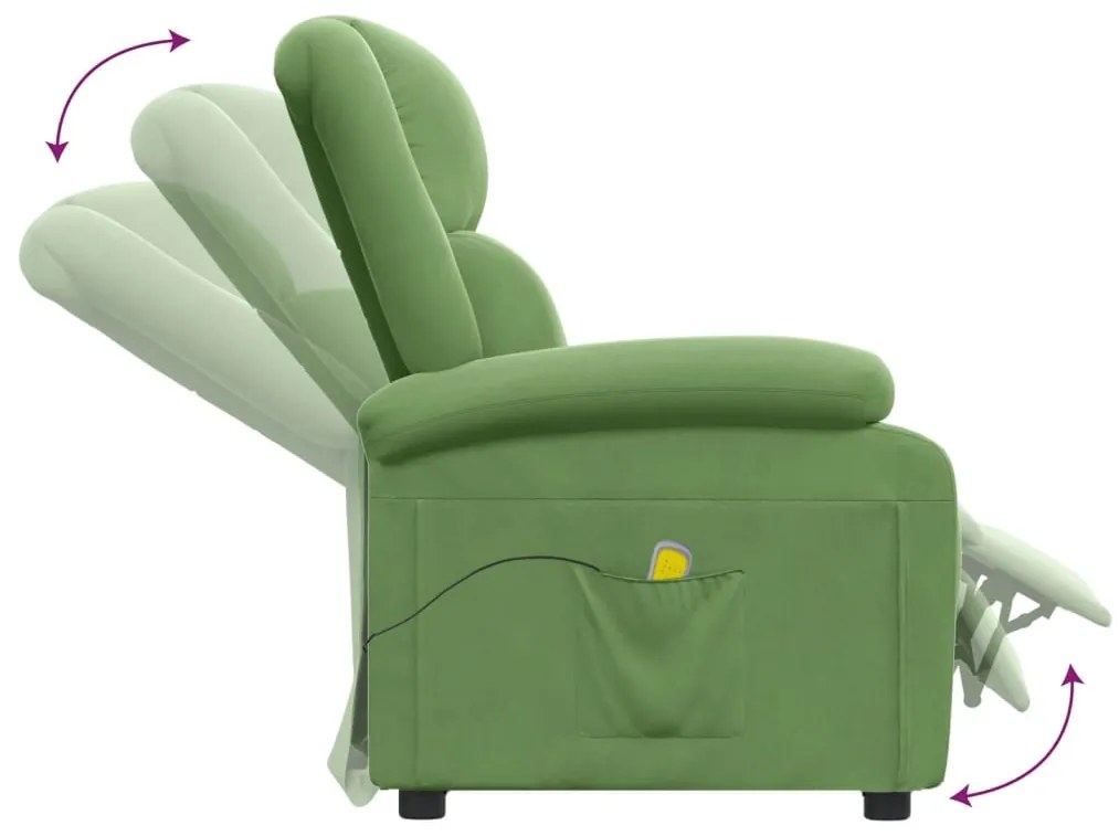 Poltrona de massagens veludo verde-claro