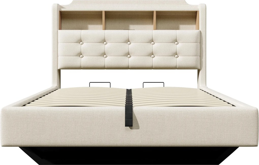 Cama estofada 140 × 200 cm, Bege | AOSOM Portugal