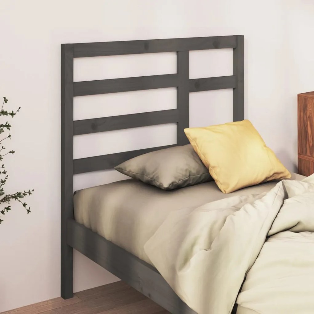 Cabeceira de cama 106x4x104 cm pinho maciço cinzento