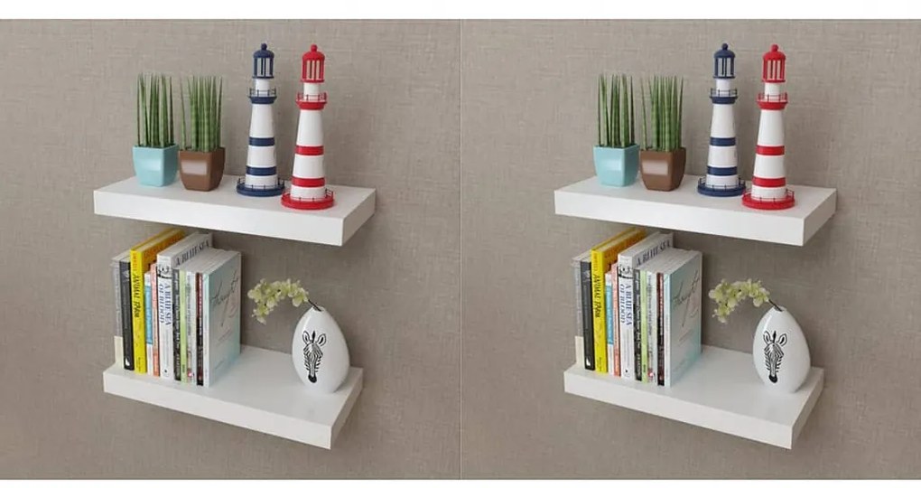 Prateleiras de parede 4 pcs branco 40 cm