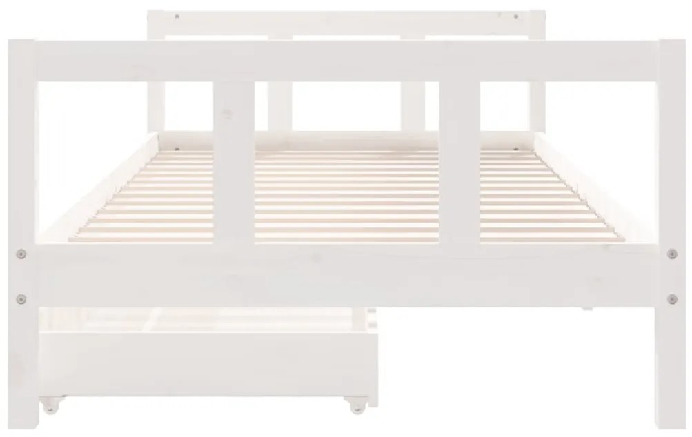 Estrutura cama infantil c/ gavetas 90x200cm pinho maciço branco