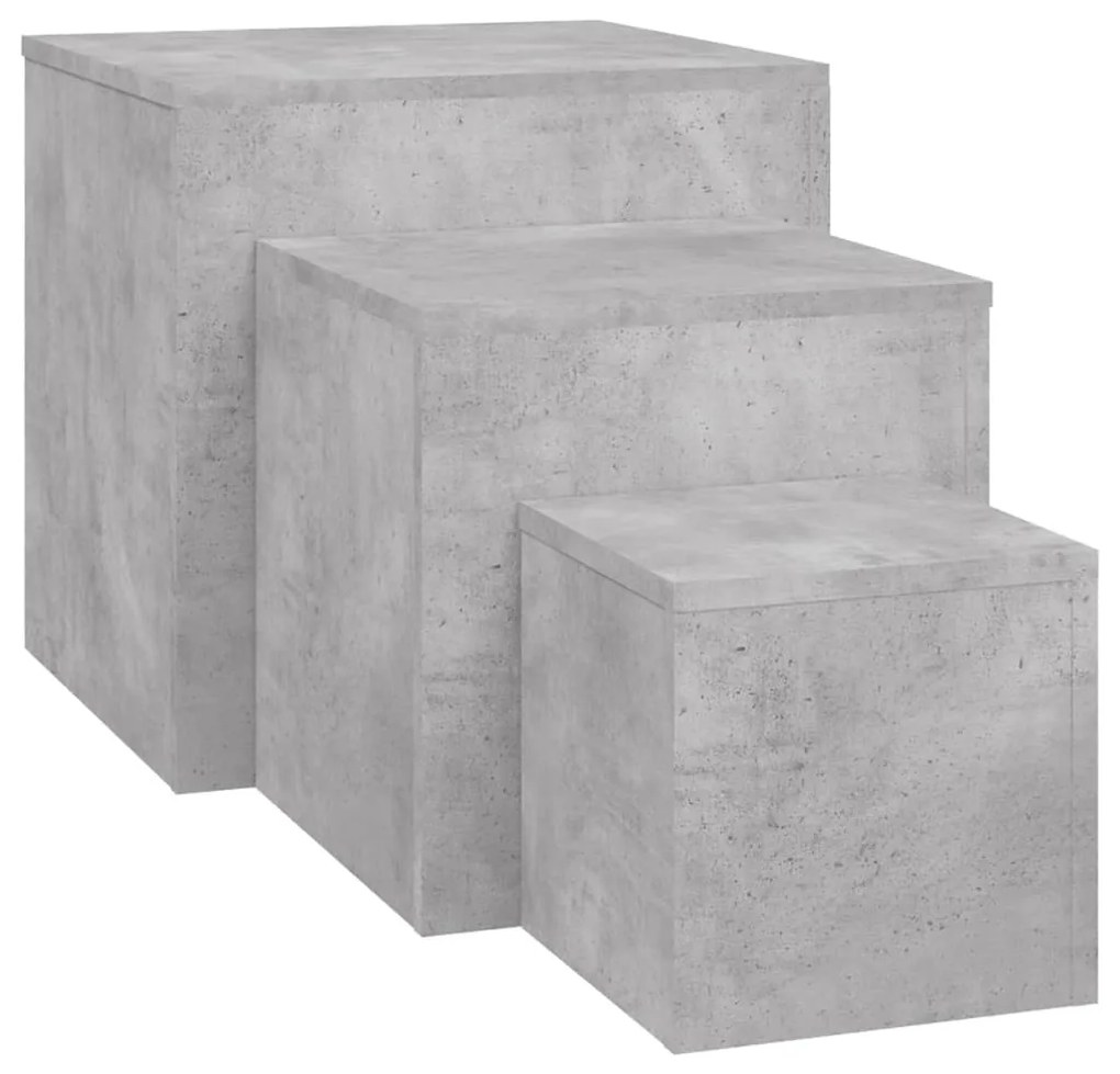 Mesas de apoio 3 pcs contraplacado cinza cimento