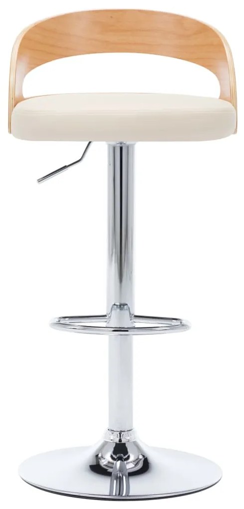 Bancos de bar 2 pcs couro artificial creme e madeira curvada