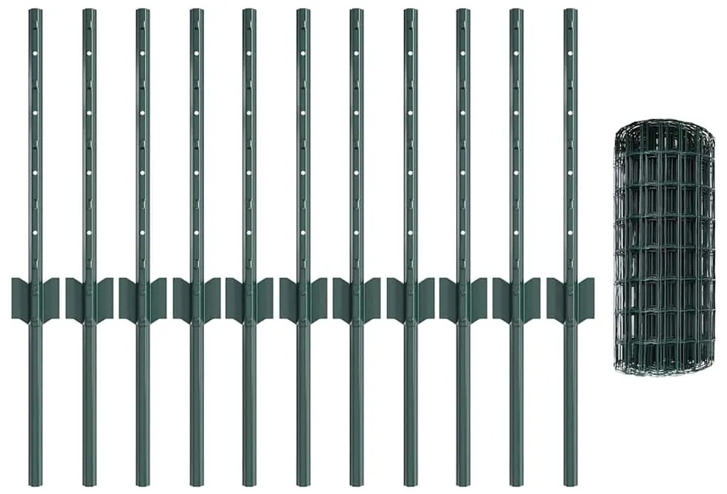 Conjunto de Cerca Euro Conjunto de 2 Verde Metal Grande Durável