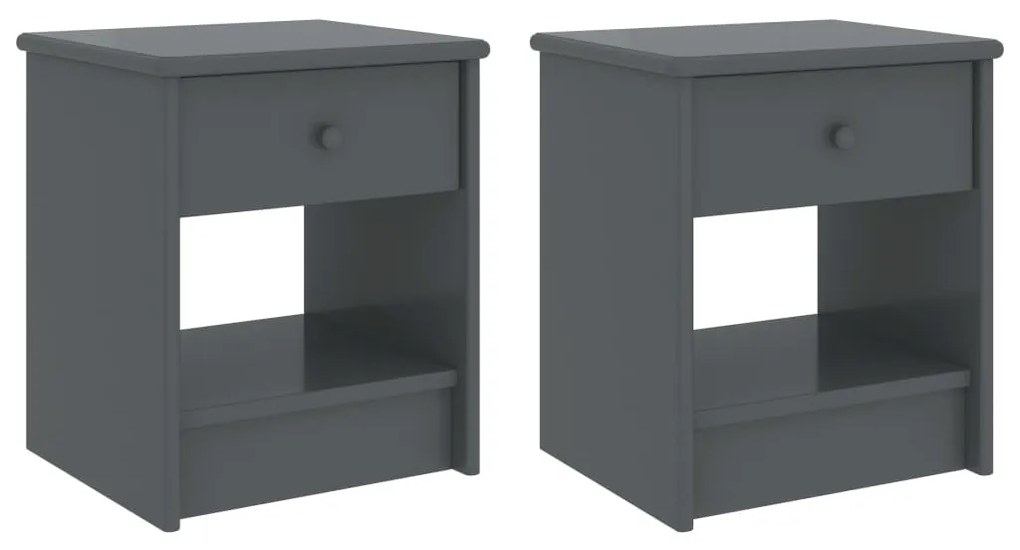 vidaXL Mesas de cabeceira 2pcs 35x30x40cm pinho maciço cinzento-escuro
