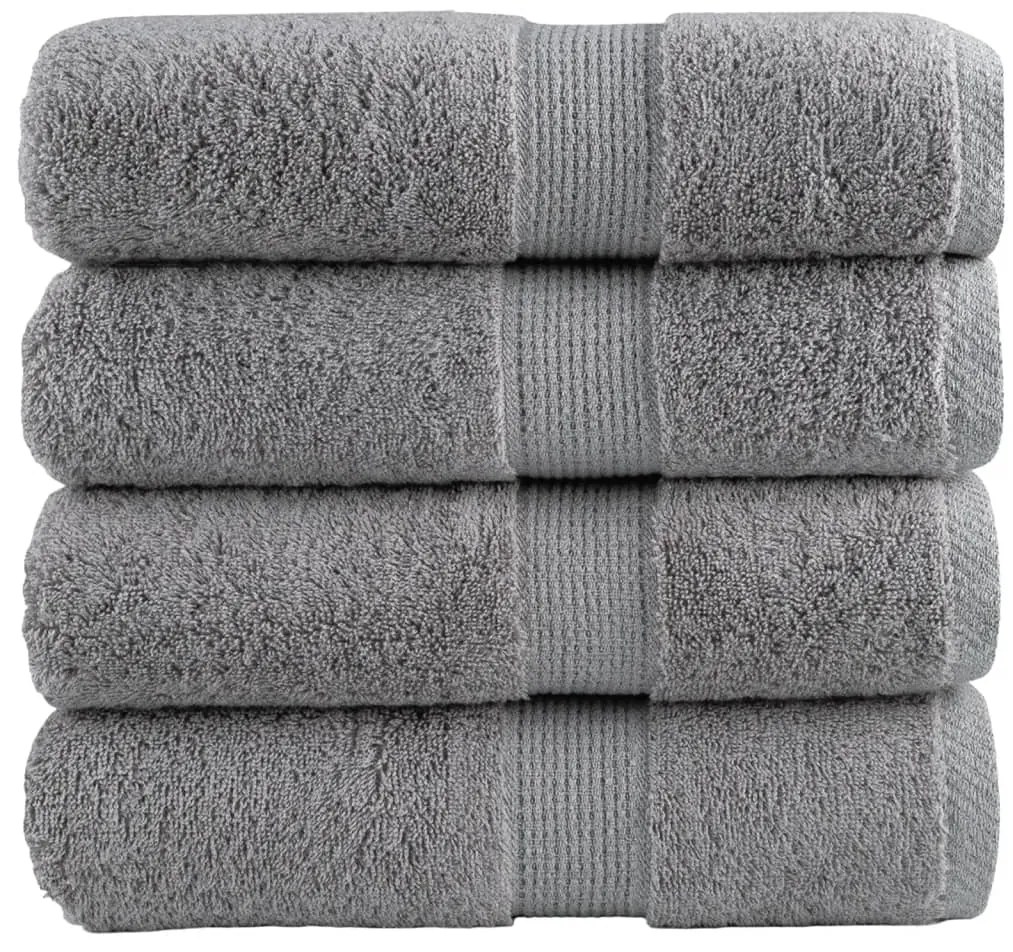 vidaXL Toalhas de bidé premium SOLUND 4 pcs 30x50 cm 600 gsm cinzento