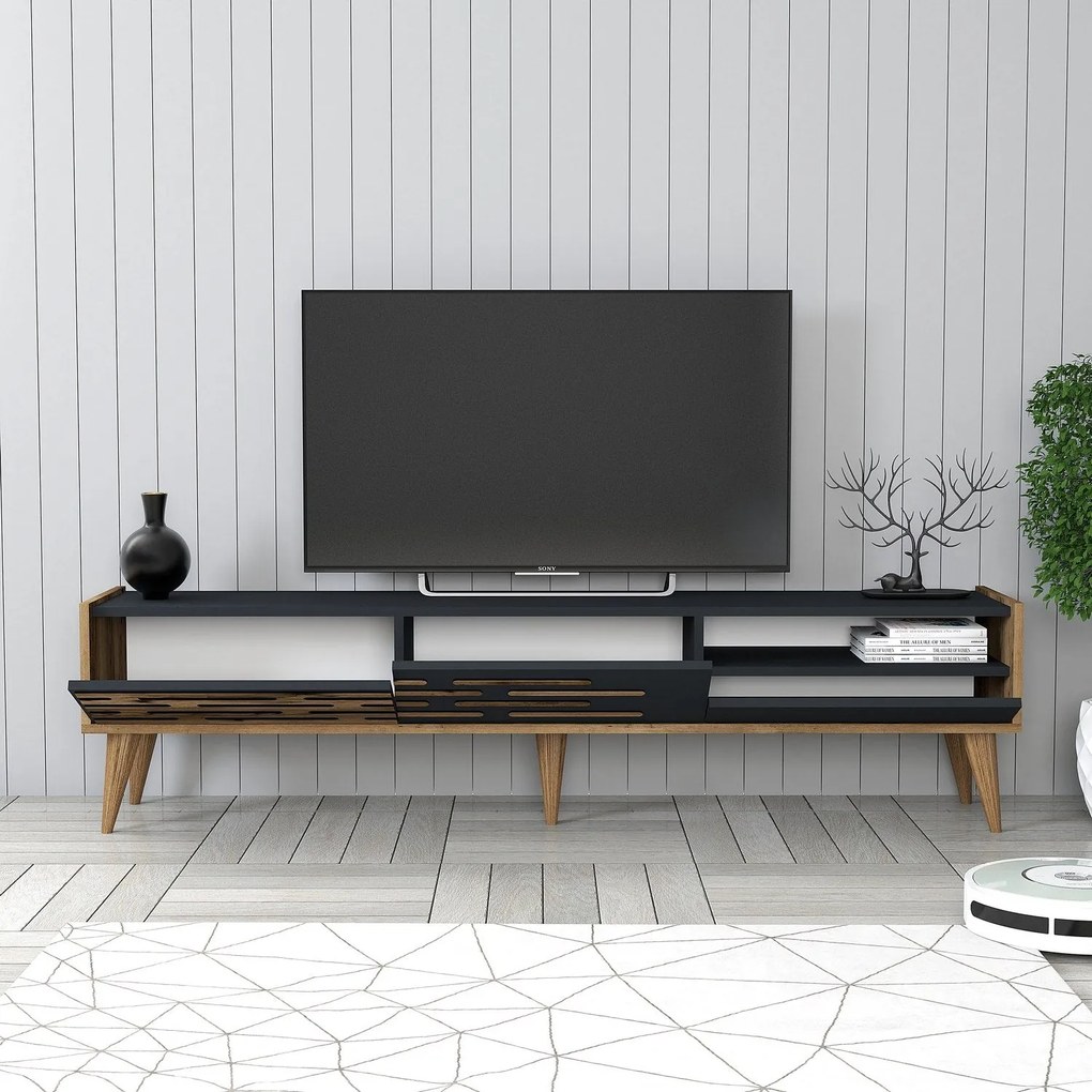 Conjunto de Mobiliário de Sala de Estar Valensiya – Nogueira Antracite
