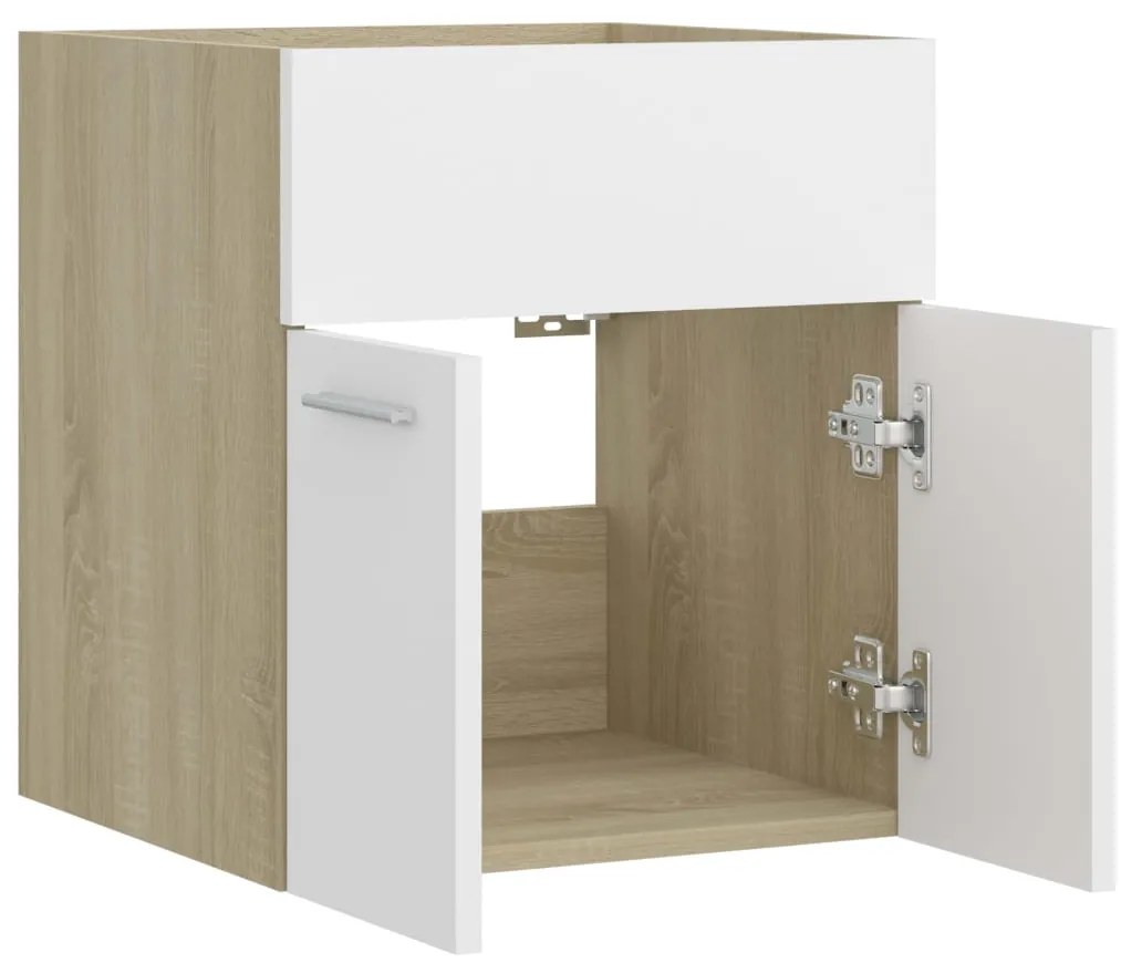 Armário lavatório derivados de madeira branco/carvalho sonoma