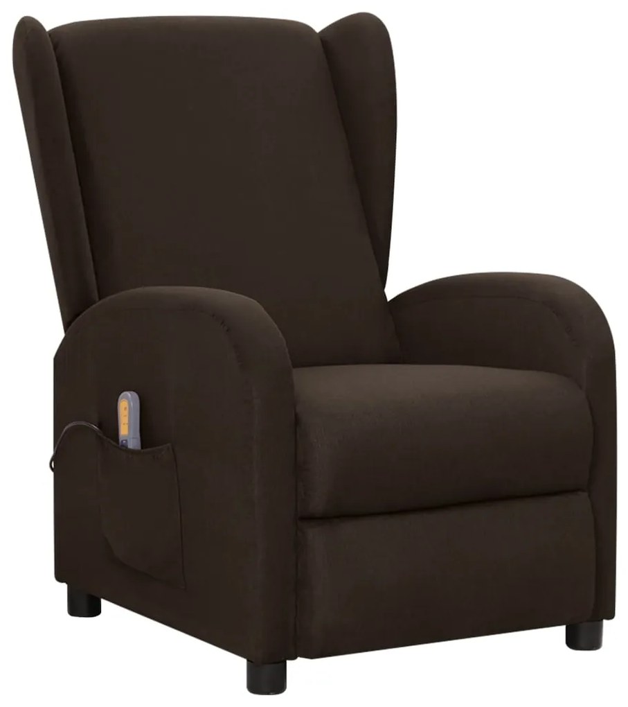 342318 vidaXL Poltrona de massagens tecido castanho-escuro
