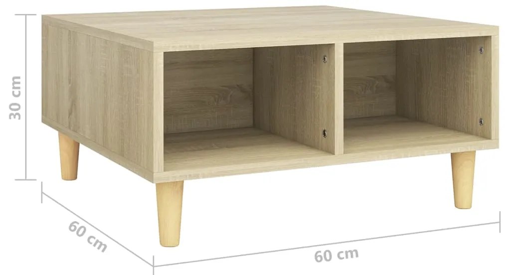 Mesa de centro 60x60x30 cm derivados de madeira carvalho sonoma