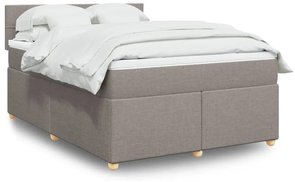 vidaXL Cama com molas/colchão 160x200 cm tecido castanho-acinzentado