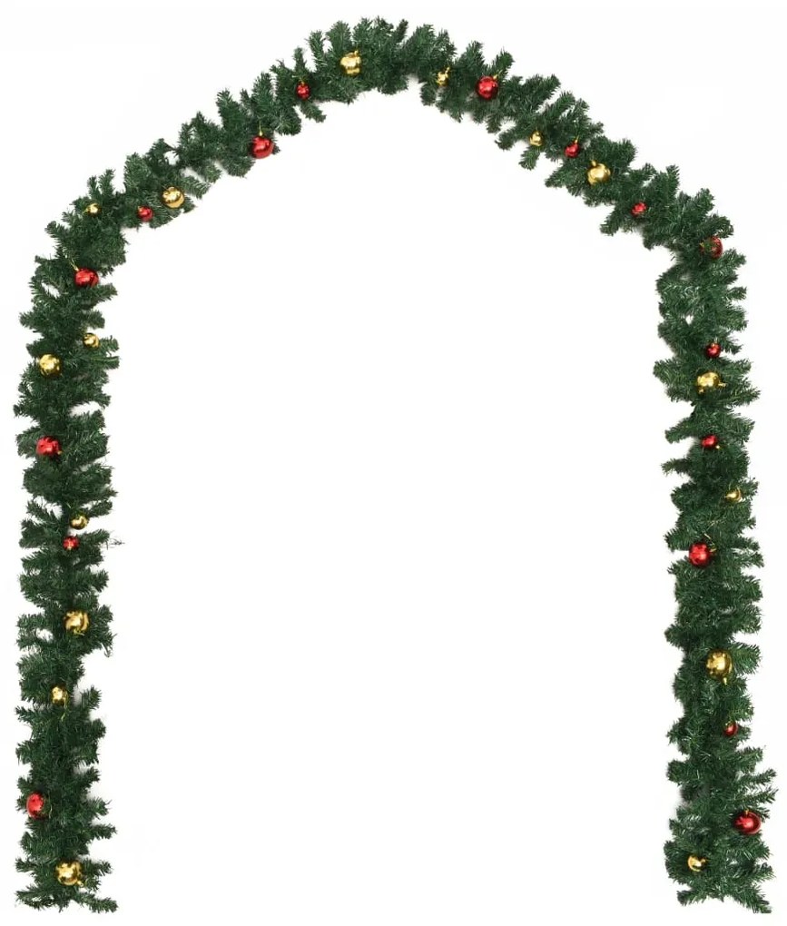 Grinalda de Natal com enfeites 4 pcs 270 cm PVC verde