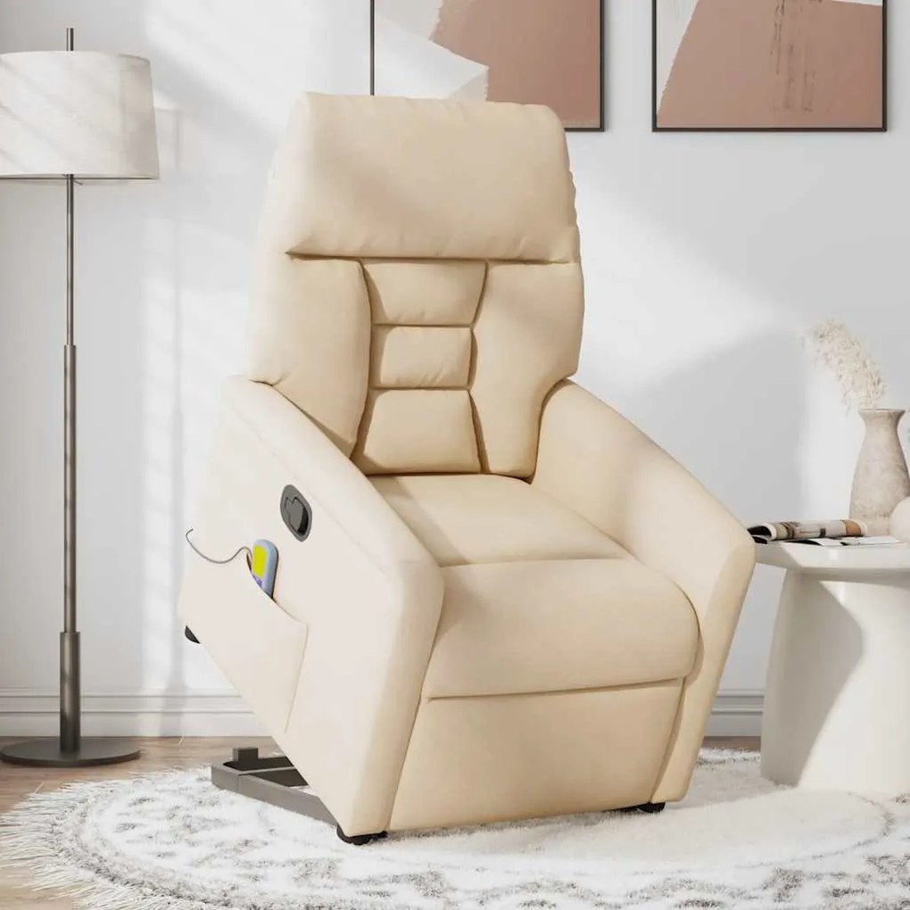 Poltrona de massagens reclinável elevatória microfibra bege
