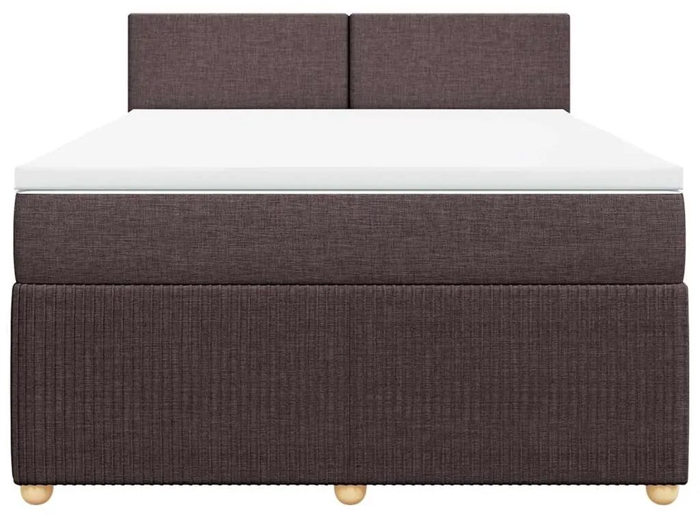 Cama com molas/colchão 160x200 cm tecido castanho-escuro