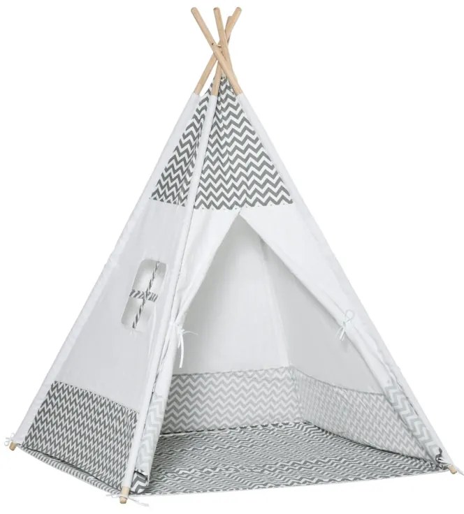 Tenda Tipi Infantil - Cinzento e Branco - Design Natura