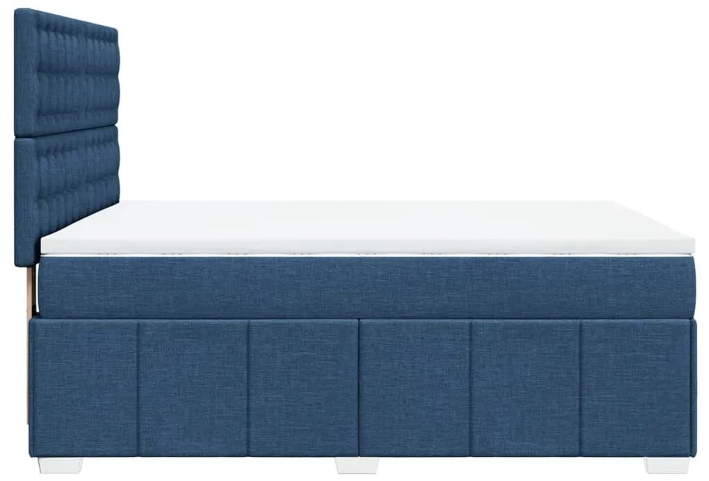 Cama com molas/colchão 160x200 cm tecido azul