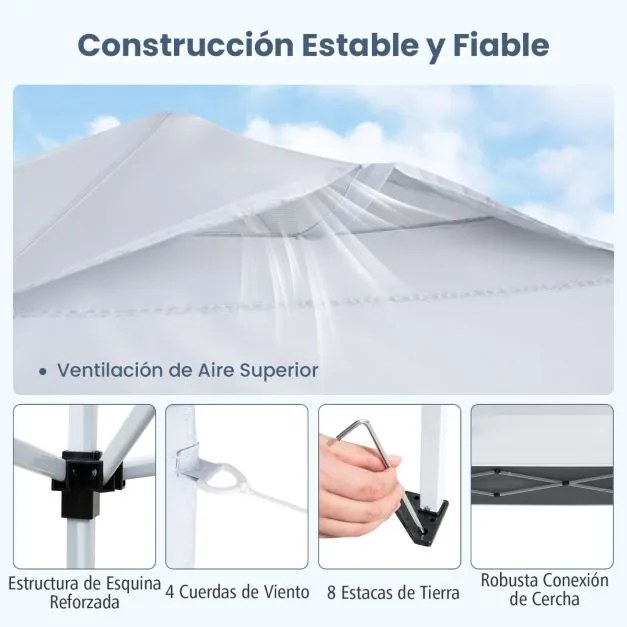 Tenda dobrável 295 x 295 cm para jardim, feiras, eventos com bolsa de transporte teto ventilado branca