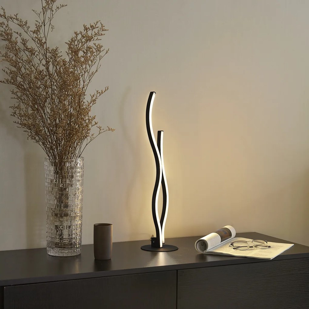Candeeiro de mesa de design preto com LED regulável - Ying