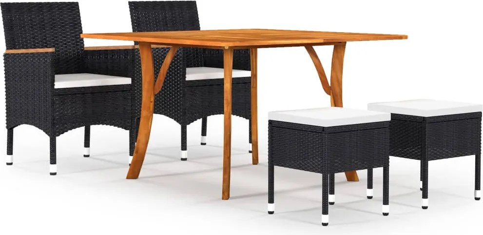 vidaXL 5 pcs conjunto de jantar para jardim preto