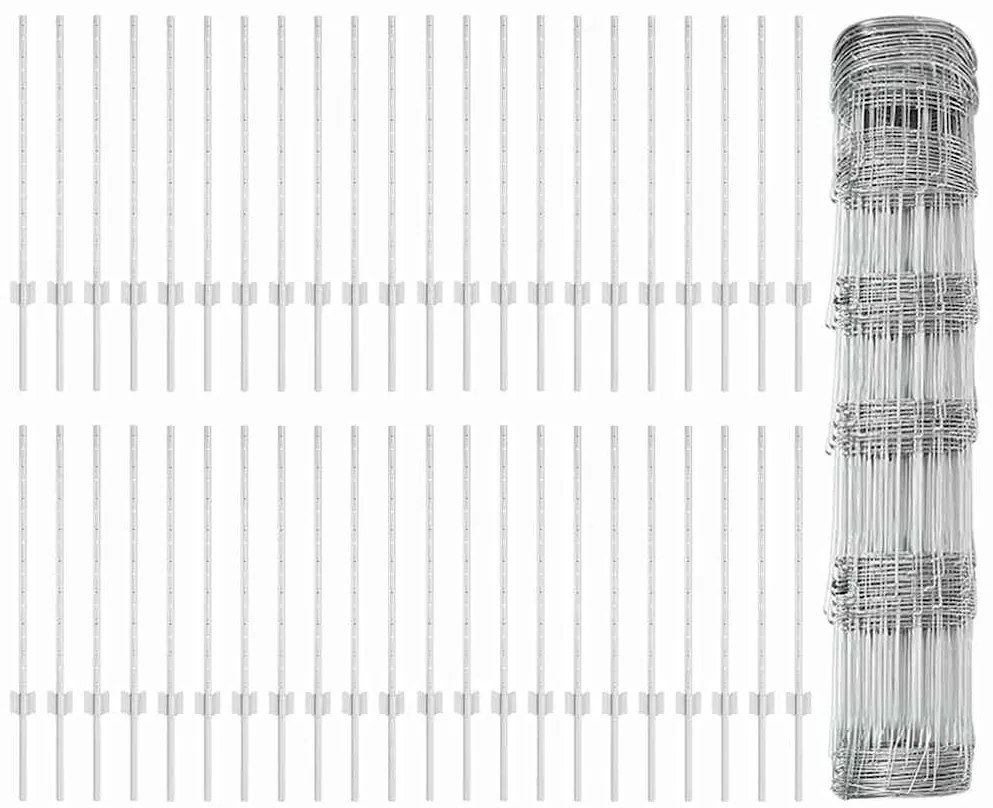 Postes de Cerca vidaXL 11 pcs U-Channel 80 cm Aço Galvanizado