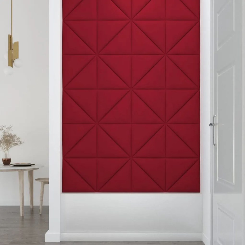 Painel de parede 12 pcs 30x30 cm veludo 0,54 m² vermelho tinto