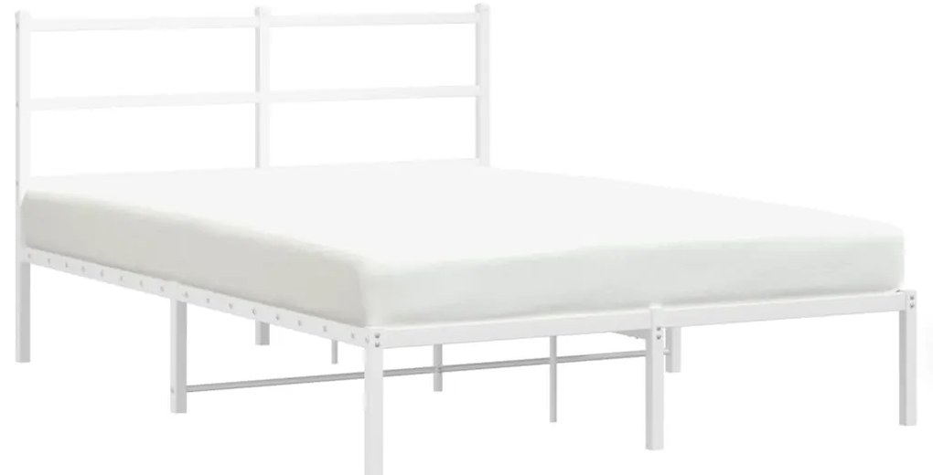 Estrutura de cama com cabeceira 140x190 cm metal branco