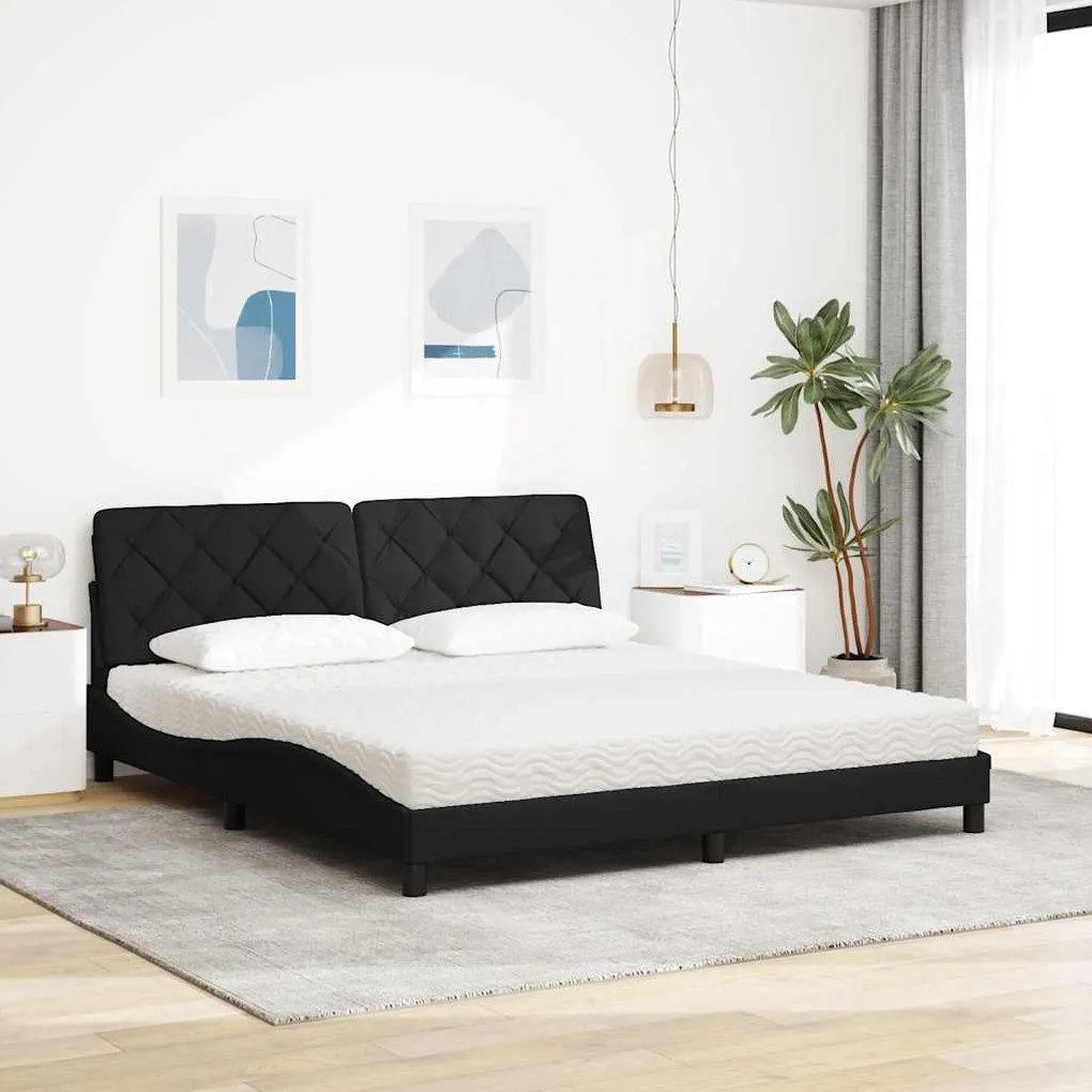 Cama com colchão 180x200 cm tecido preto