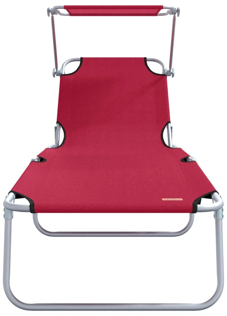 Espreguiçadeiras Dobráveis 2 pcs com Toldo Vermelho Tecido Oxford 600D