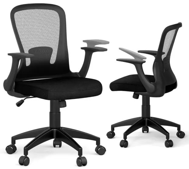 Cadeira de escritório ergonômica de malha com encosto alto e suporte lombar ajustável - preta