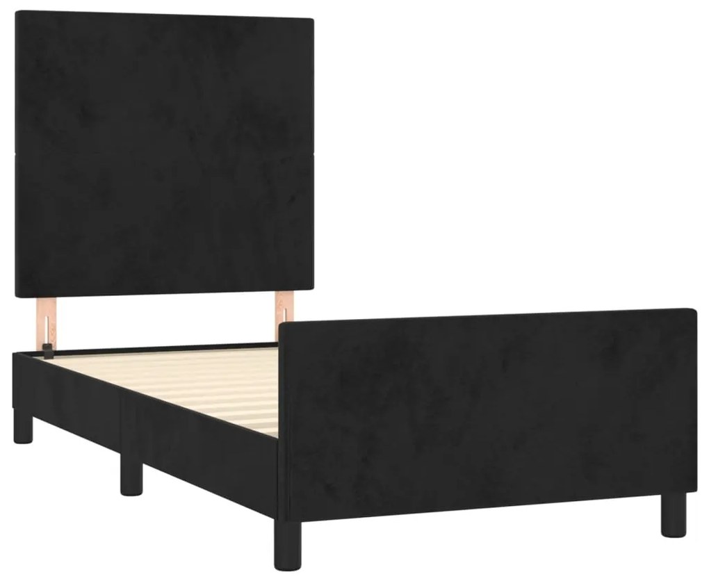 Estrutura de cama sem colchão 100x200 cm veludo preto