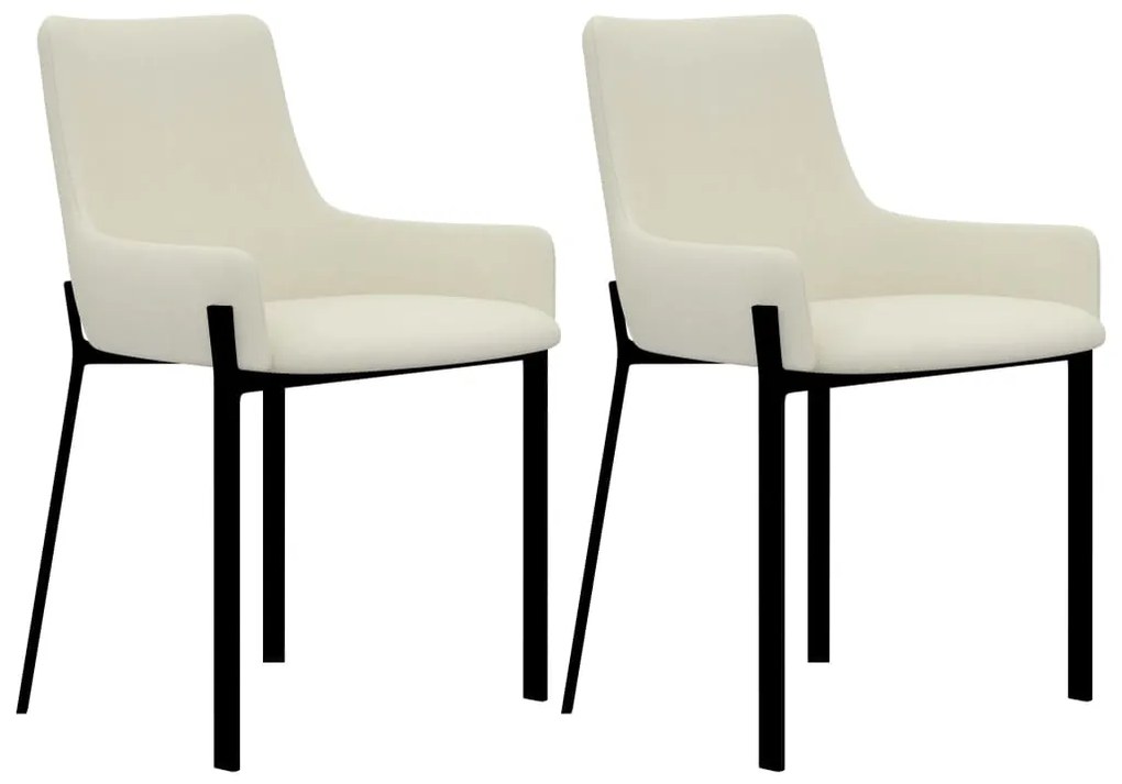 vidaXL Cadeiras de jantar 2 pcs tecido cor creme