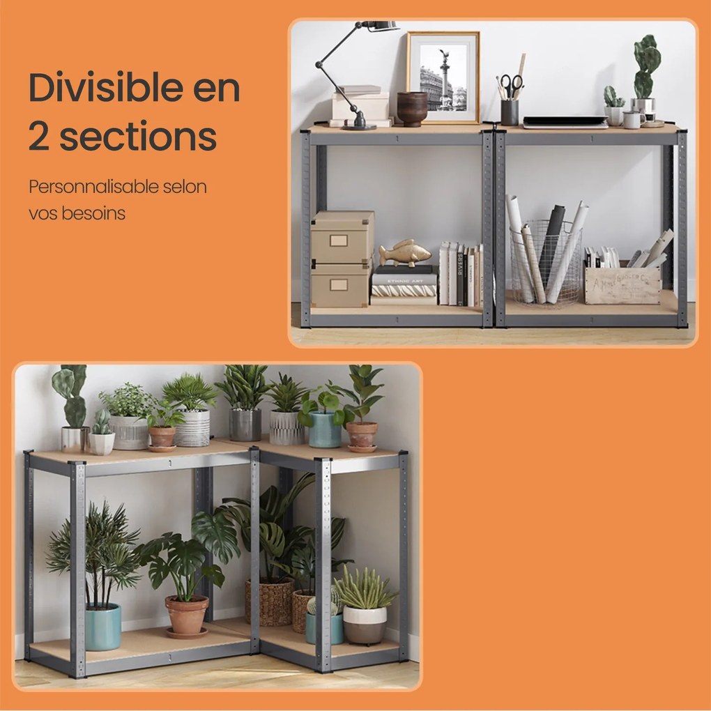 Estante arrumação garagens, escritorios, arrumos 40 x 80 x 160 cm cinzento
