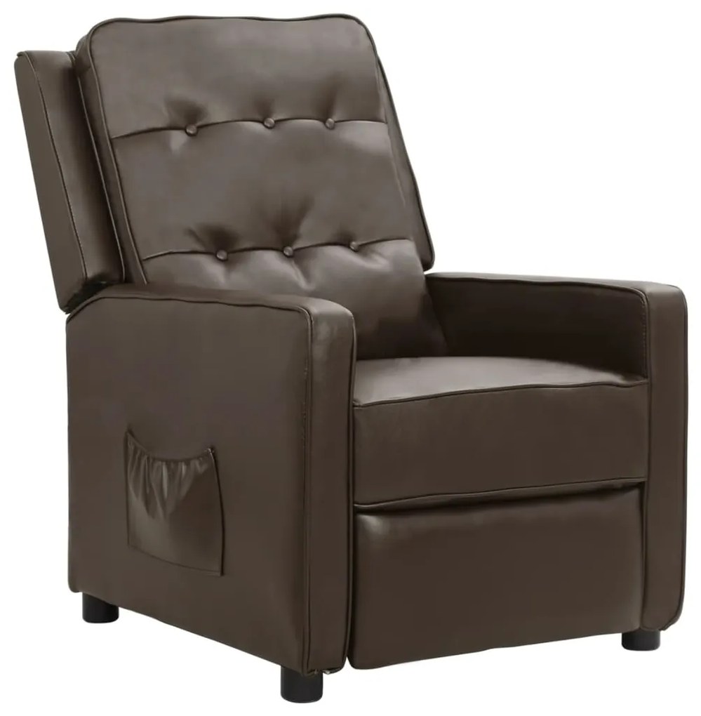 vidaXL Poltrona reclinável couro artificial castanho brilhante