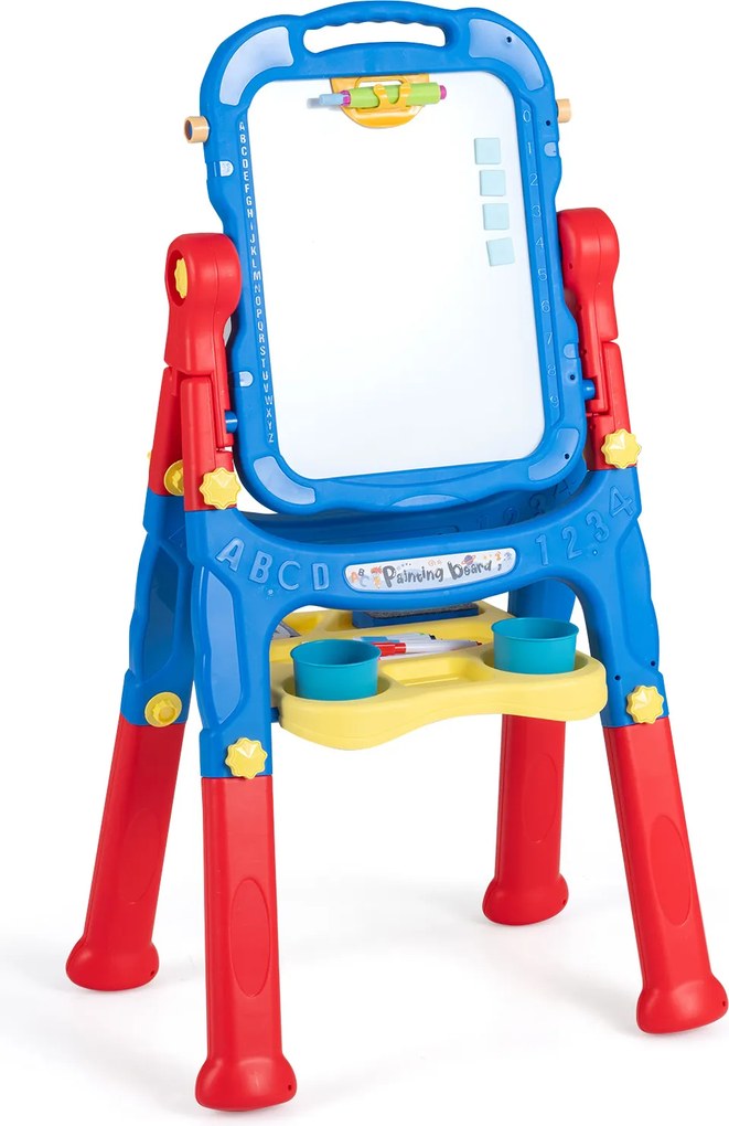 Cavalete de Arte Infantil, 50 x 36 x 72,5 cm, Dupla Face Giratória, Azul