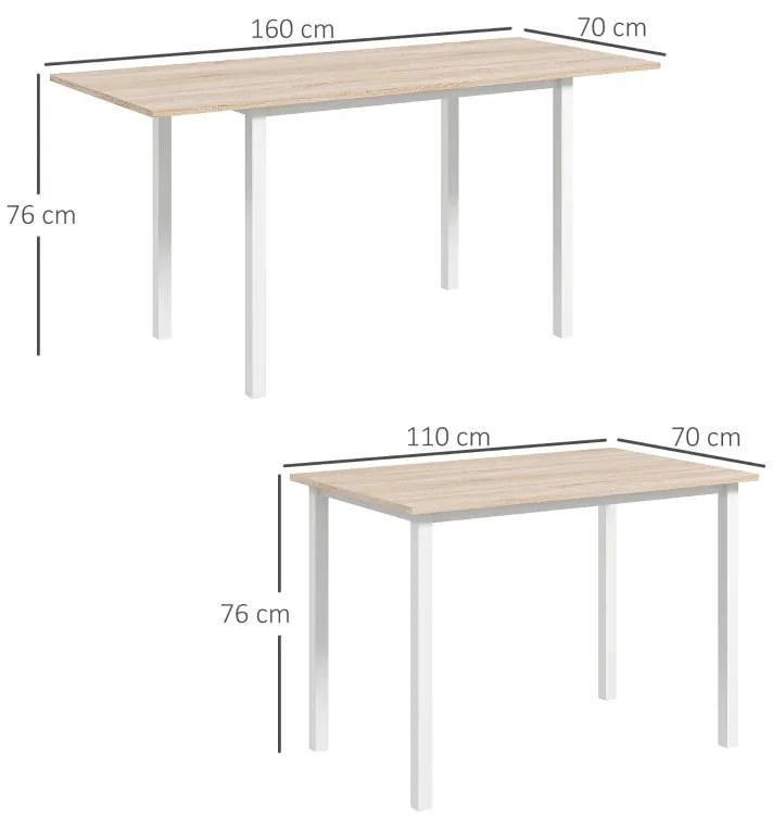 Mesa de Jantar Lucik Extensível - 110-160cm - Design Moderno