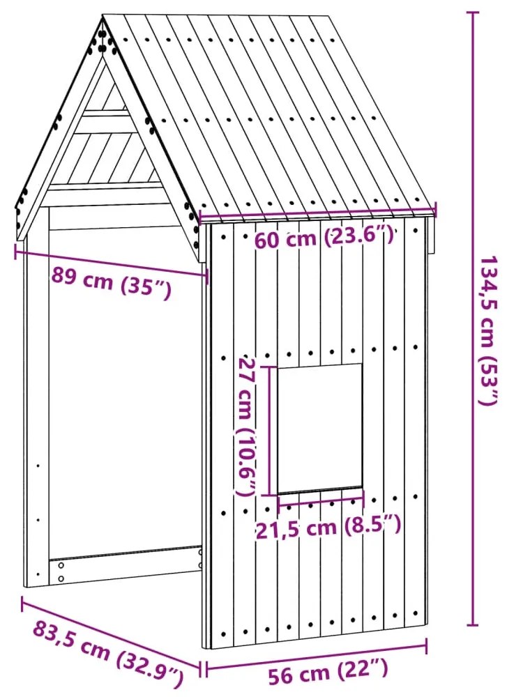 Telhado de cama infantil 60x89x134,5 cm pinho maciço branco