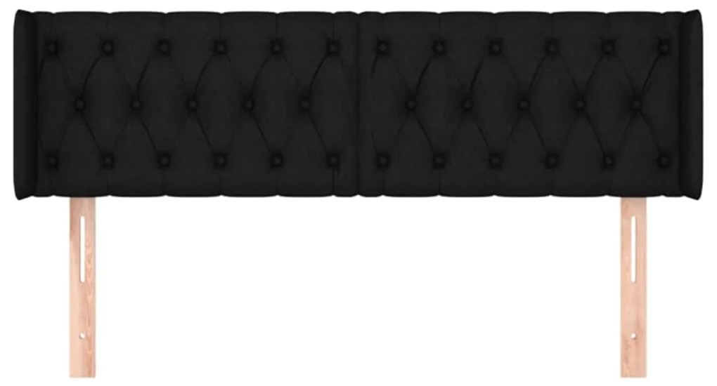 Cabeceira de cama c/ abas tecido 147x16x78/88 cm preto