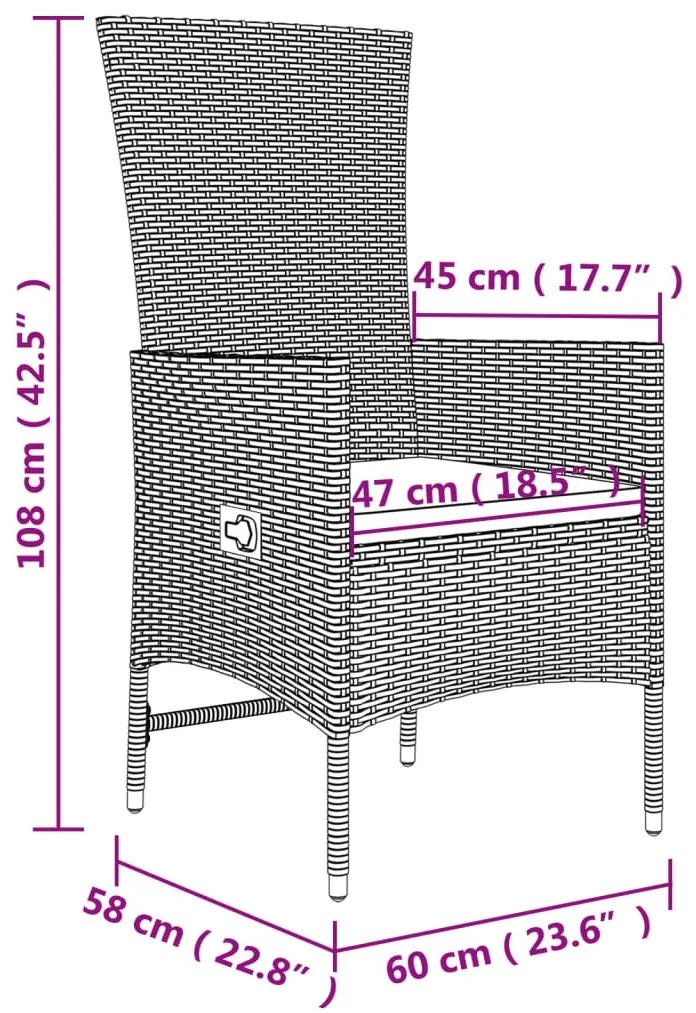 3 pcs conjunto lounge para jardim vime PE e aço bege