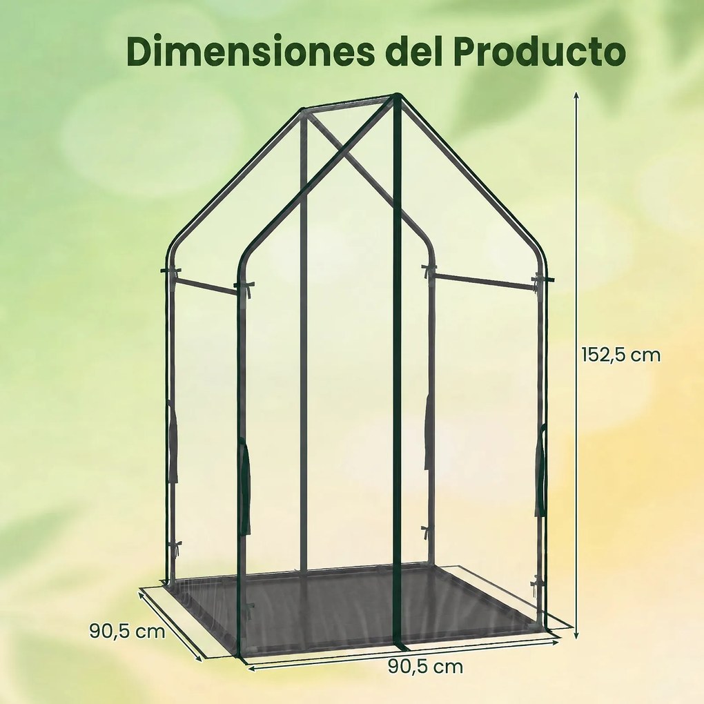Miniestufa de Jardim, 90,5 x 90,5 x 152,5 cm, Resistente ao Vento, Transparente