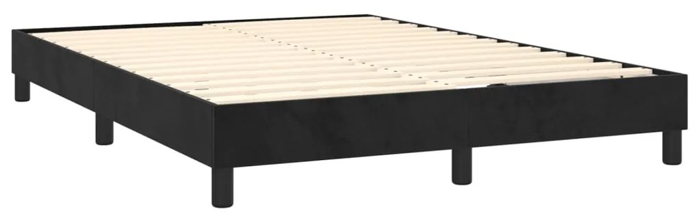 Cama box spring c/ colchão/LED 140x190 cm veludo preto