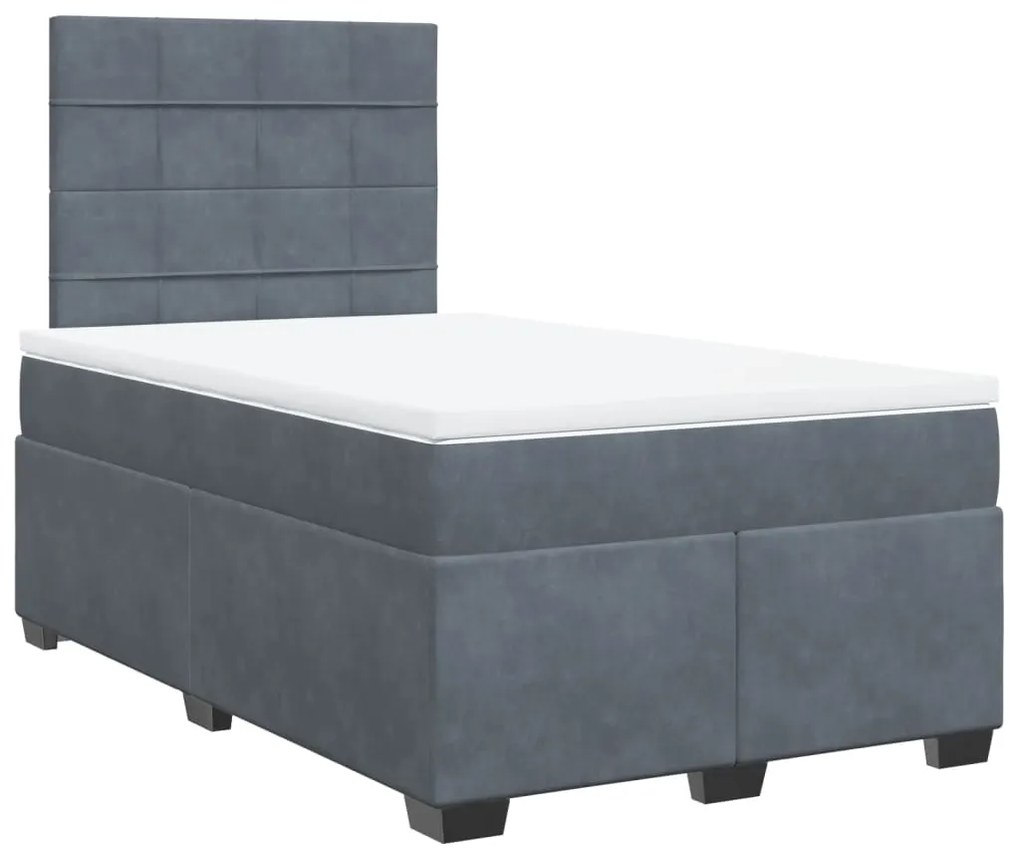 Cama boxspring com colchão 120x190 cm veludo cinzento-escuro