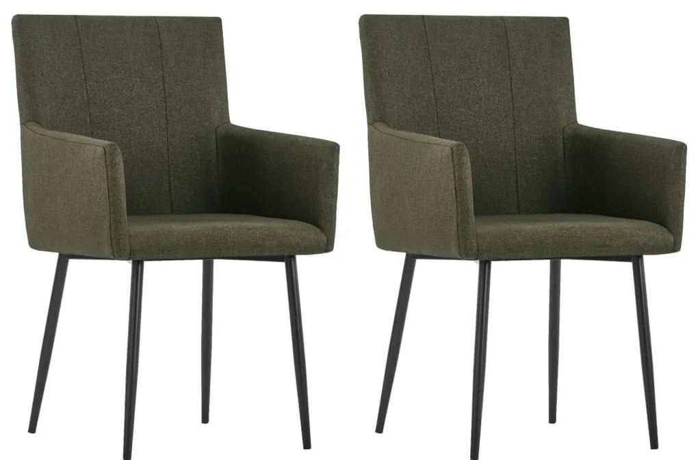 vidaXL Cadeiras de jantar com apoio de braços 2 pcs tecido castanho