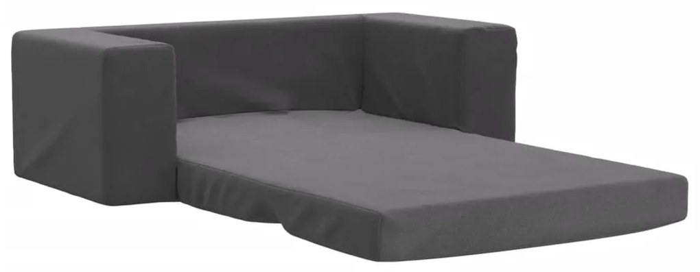 Sofá-cama infantil de 2 lugares pelúcia macia antracite