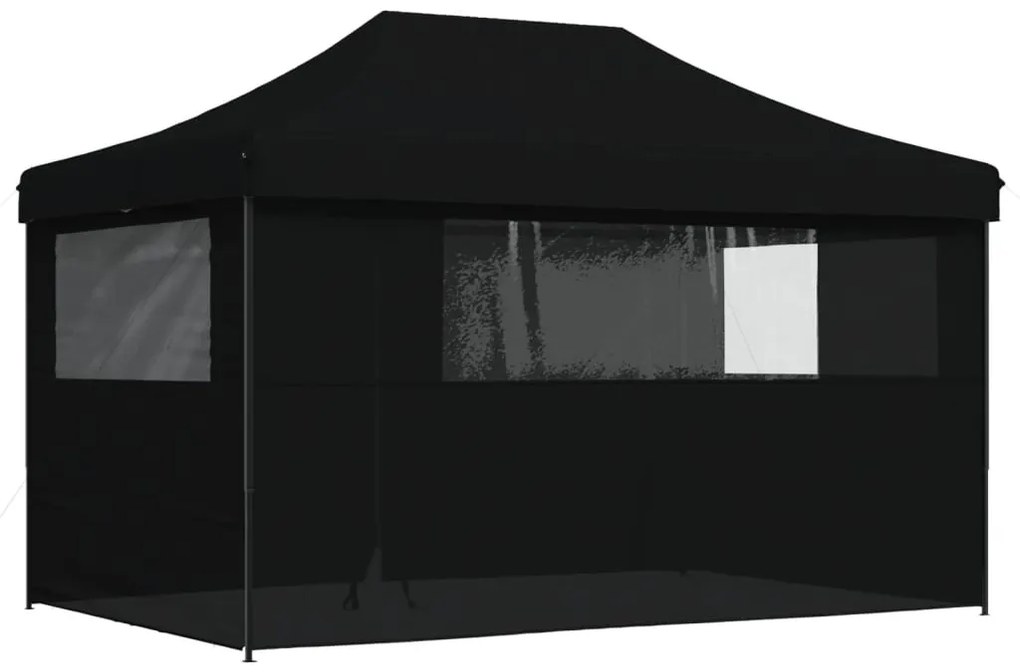 Tenda p/ festas pop-up dobrável com 4 paredes laterais preto