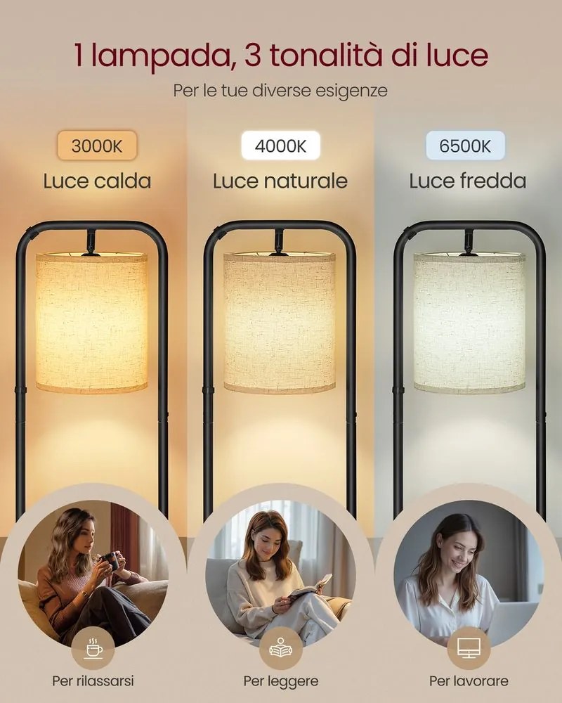 Candeeiro de pé com prateleiras 29,9 x 31,8 x 160,5 cm Preto