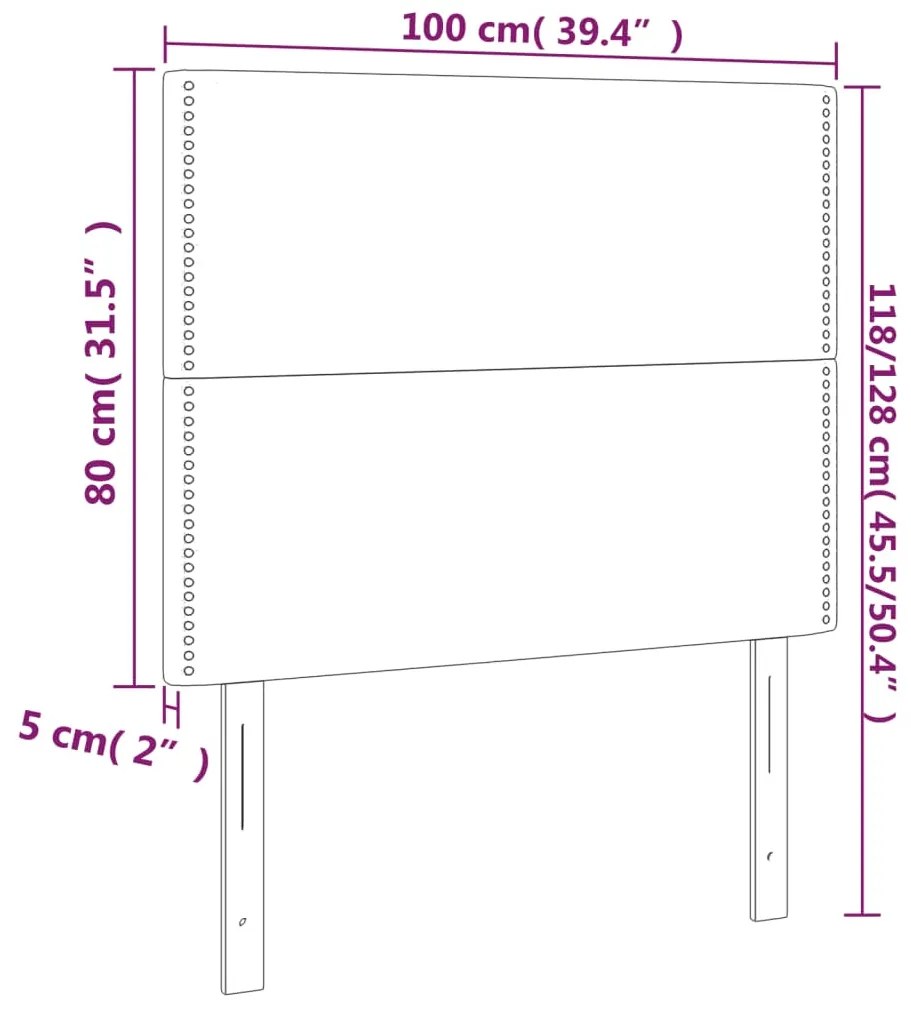 Cabeceira de cama 2 pcs tecido 100x5x78/88 cm creme